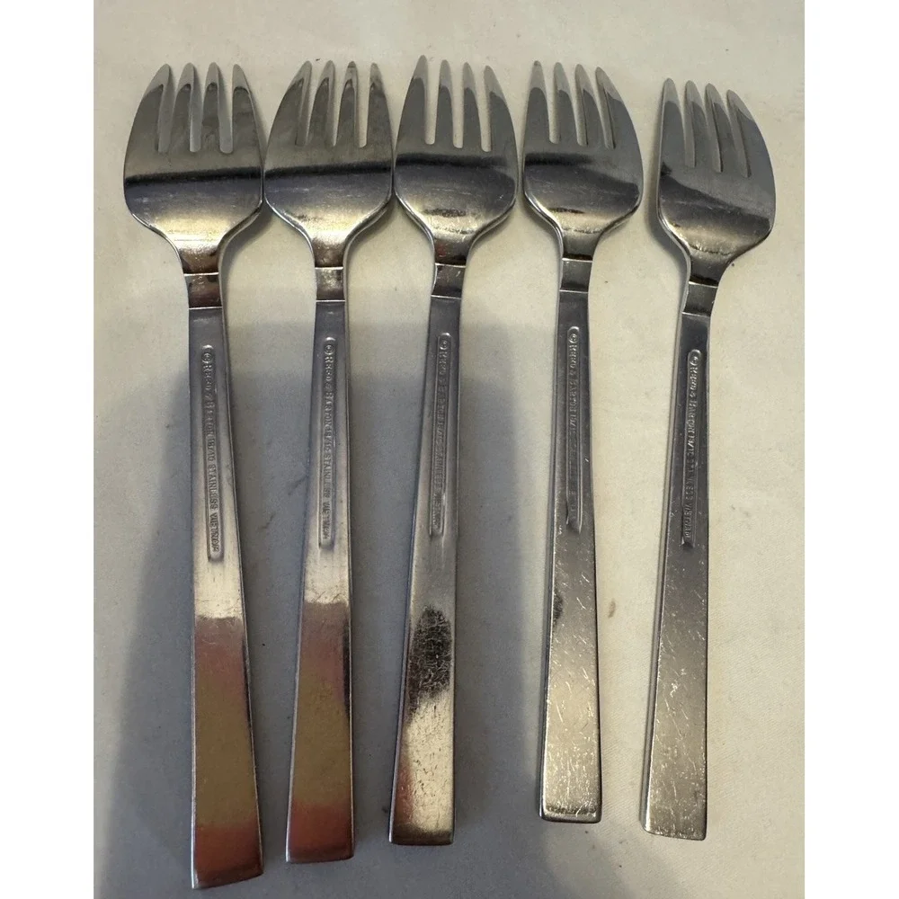 5 Salad Forks ADDISON Reed & Barton Stainless Everyday Flatware China‎ Glossy